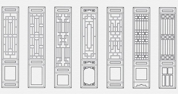 北安常用中式仿古花窗图案隔断设计图